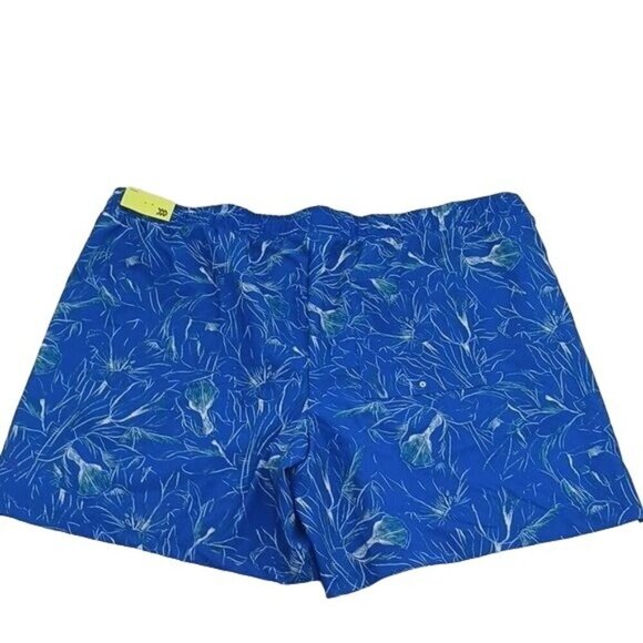 All In Motion Swim Trunks Blue Floral Tropical Drawstring Elastic Mens Size 2XL - Picture 5 of 5